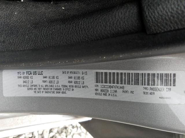 Photo 9 VIN: 1C3CCCAB4FN741449 - CHRYSLER 200 LIMITE 