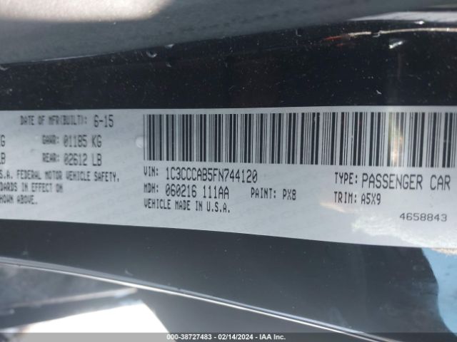 Photo 8 VIN: 1C3CCCAB5FN744120 - CHRYSLER 200 