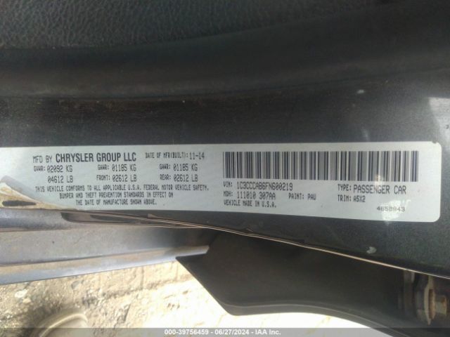 Photo 8 VIN: 1C3CCCAB6FN600219 - CHRYSLER 200 