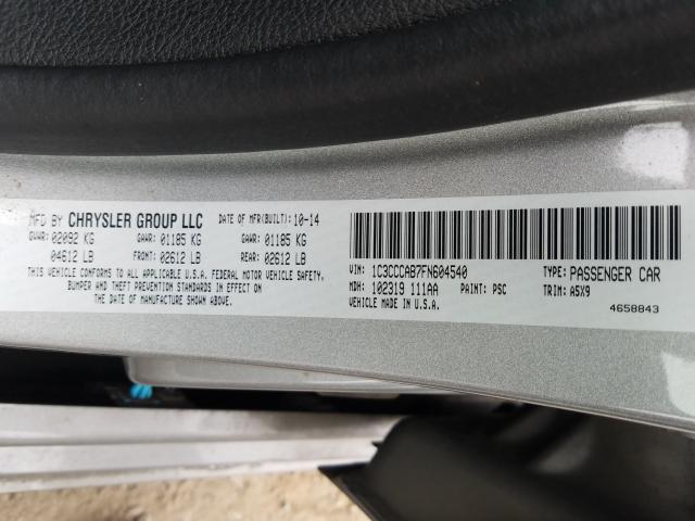 Photo 9 VIN: 1C3CCCAB7FN604540 - CHRYSLER 200 LIMITE 