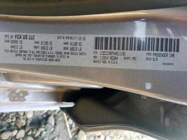 Photo 9 VIN: 1C3CCCAB7HN511181 - CHRYSLER 200 LIMITE 