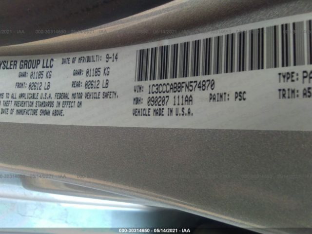 Photo 8 VIN: 1C3CCCAB8FN574870 - CHRYSLER 200 