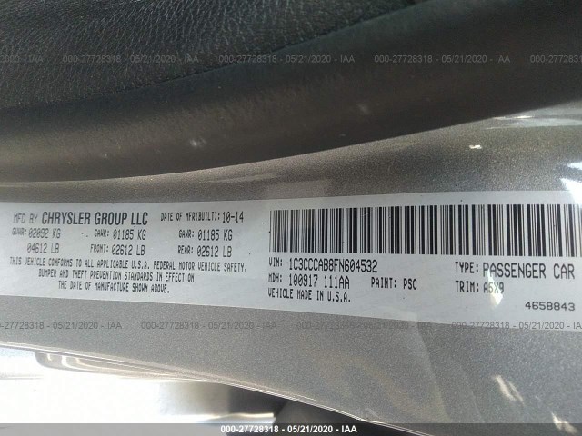 Photo 8 VIN: 1C3CCCAB8FN604532 - CHRYSLER 200 