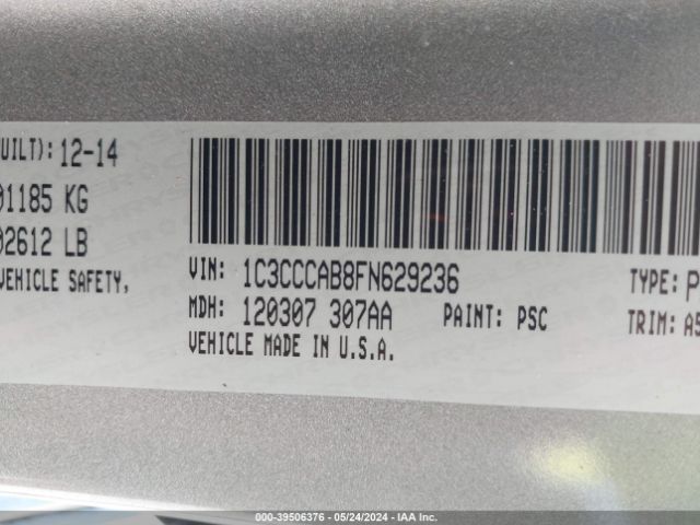 Photo 8 VIN: 1C3CCCAB8FN629236 - CHRYSLER 200 