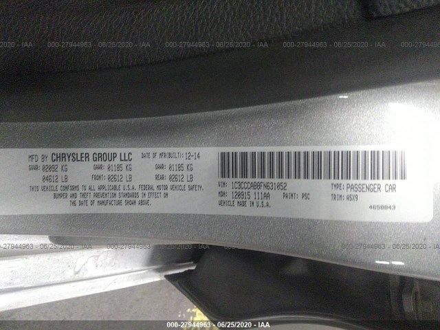 Photo 8 VIN: 1C3CCCAB8FN631052 - CHRYSLER 200 