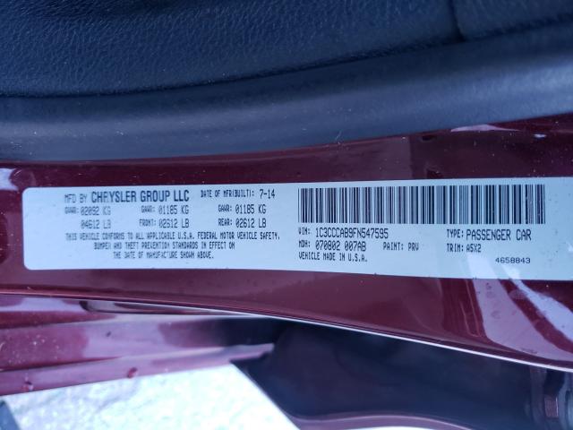 Photo 9 VIN: 1C3CCCAB9FN547595 - CHRYSLER 200 LIMITE 