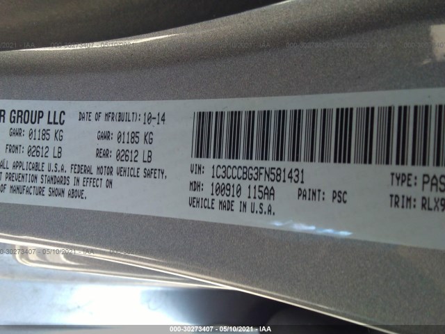 Photo 8 VIN: 1C3CCCBG3FN581431 - CHRYSLER 200 