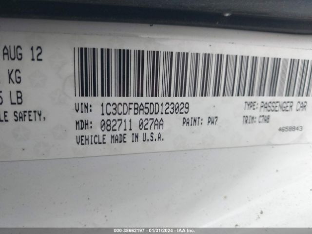 Photo 8 VIN: 1C3CDFBA5DD123029 - DODGE DART 