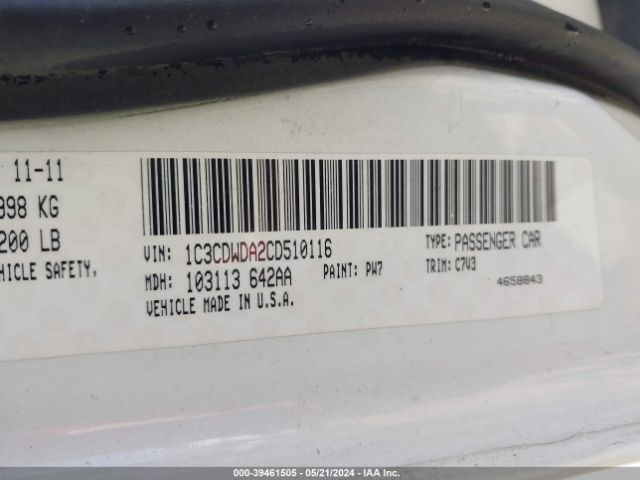 Photo 8 VIN: 1C3CDWDA2CD510116 - DODGE CALIBER 