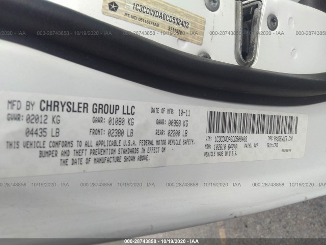 Photo 8 VIN: 1C3CDWDA6CD508403 - DODGE CALIBER 