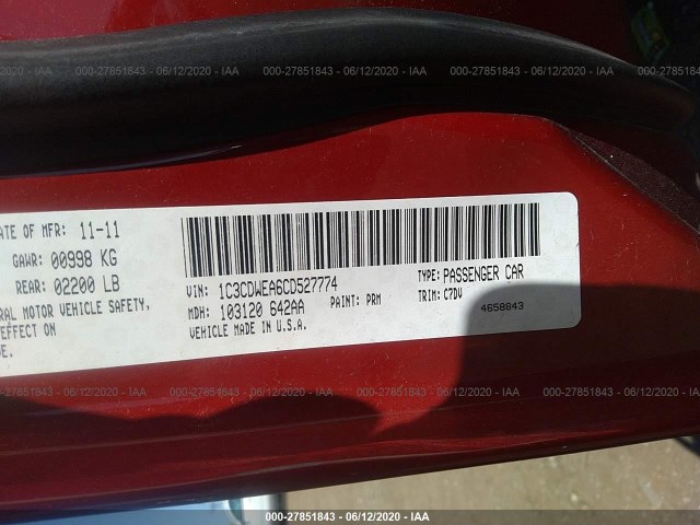 Photo 8 VIN: 1C3CDWEA6CD527774 - DODGE CALIBER 