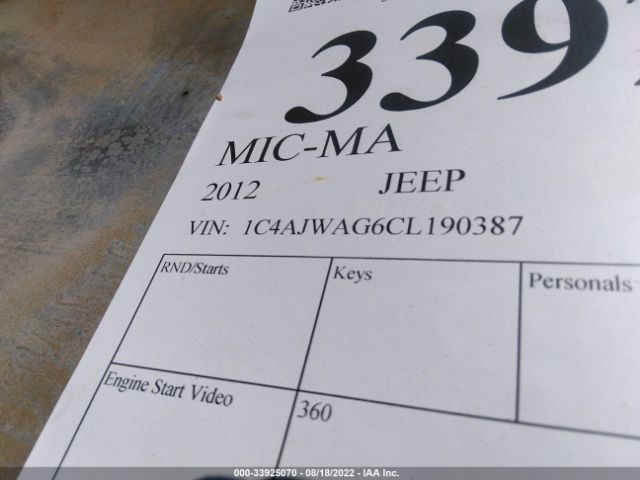 Photo 8 VIN: 1C4AJWAG6CL190387 - JEEP WRANGLER 