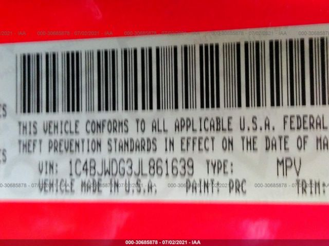 Photo 8 VIN: 1C4BJWDG3JL861639 - JEEP WRANGLER JK UNLIMITED 