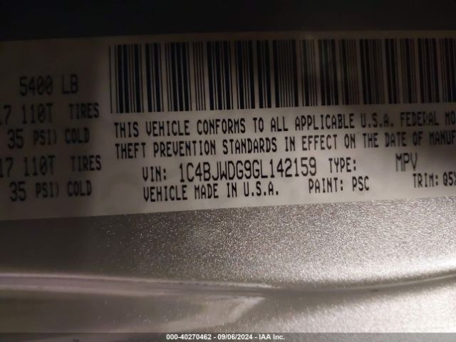 Photo 8 VIN: 1C4BJWDG9GL142159 - JEEP WRANGLER 