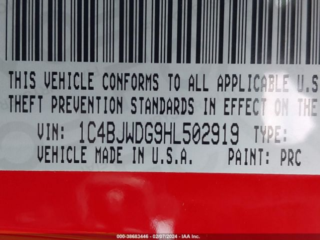 Photo 8 VIN: 1C4BJWDG9HL502919 - JEEP WRANGLER U 