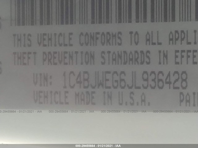 Photo 8 VIN: 1C4BJWEG6JL936428 - JEEP WRANGLER JK UNLIMITED 