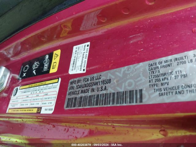 Photo 8 VIN: 1C4HJXDG5NW116508 - JEEP WRANGLER 