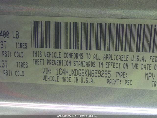 Photo 8 VIN: 1C4HJXDG6KW659295 - JEEP WRANGLER UNLIMITED 