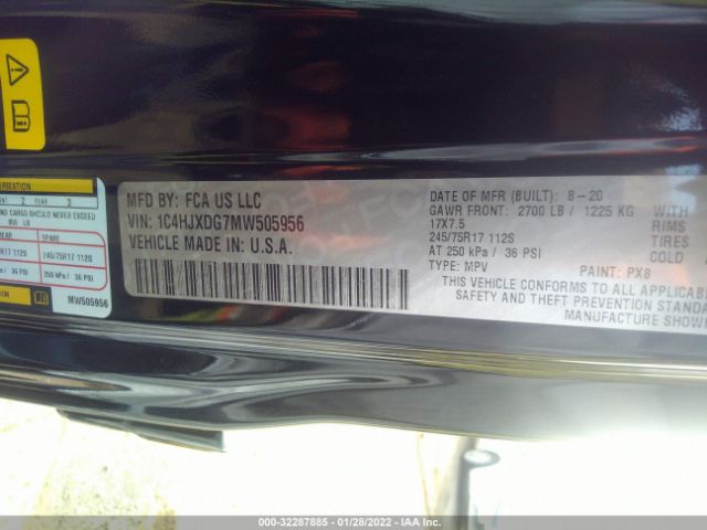 Photo 8 VIN: 1C4HJXDG7MW505956 - JEEP WRANGLER 