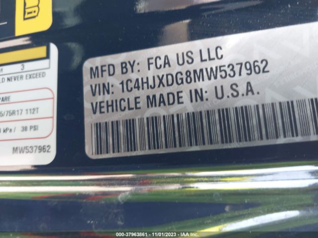 Photo 8 VIN: 1C4HJXDG8MW537962 - JEEP WRANGLER UNLIMITED 