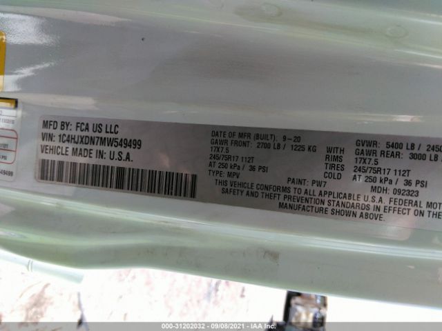 Photo 8 VIN: 1C4HJXDN7MW549499 - JEEP WRANGLER 