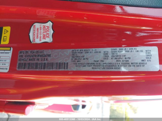 Photo 8 VIN: 1C4HJXEN1MW634790 - JEEP WRANGLER 