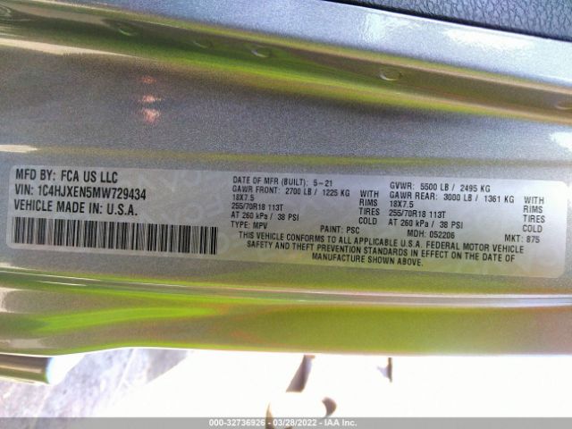 Photo 8 VIN: 1C4HJXEN5MW729434 - JEEP WRANGLER 