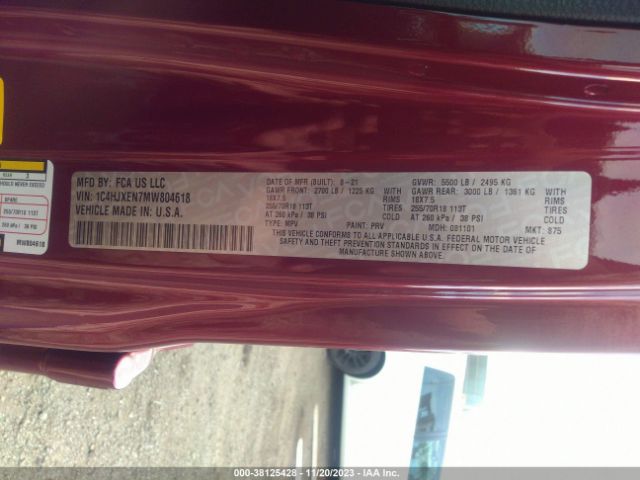 Photo 8 VIN: 1C4HJXEN7MW804618 - JEEP WRANGLER UNLIMITED 