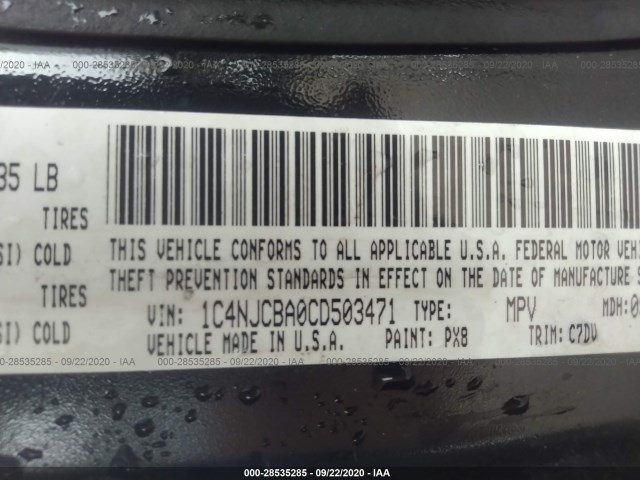 Photo 8 VIN: 1C4NJCBA0CD503471 - JEEP COMPASS 