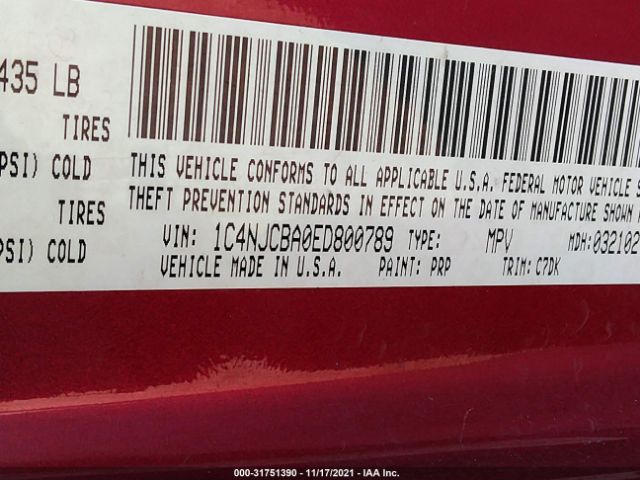 Photo 8 VIN: 1C4NJCBA0ED800789 - JEEP COMPASS 