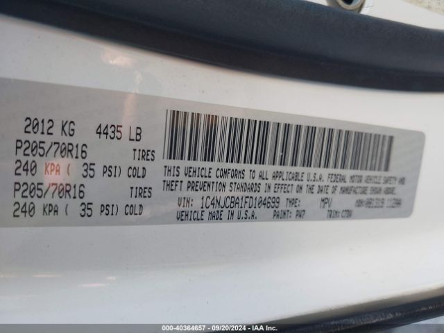 Photo 8 VIN: 1C4NJCBA1FD104699 - JEEP COMPASS 