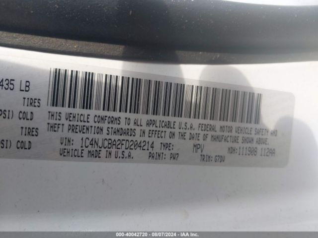 Photo 8 VIN: 1C4NJCBA2FD204214 - JEEP COMPASS 