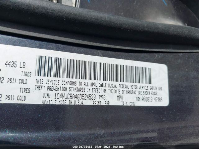 Photo 8 VIN: 1C4NJCBA4GD524538 - JEEP COMPASS 