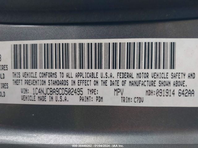 Photo 8 VIN: 1C4NJCBA9CD502495 - JEEP COMPASS 