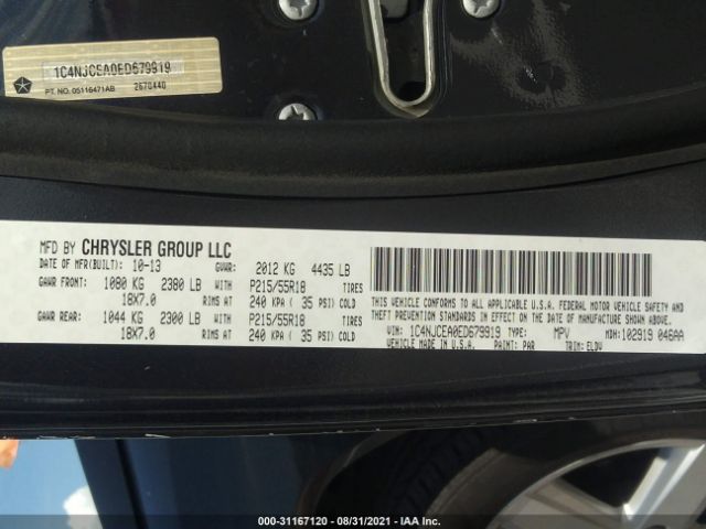 Photo 8 VIN: 1C4NJCEA0ED679919 - JEEP COMPASS 