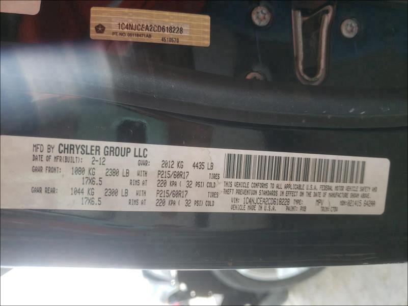 Photo 9 VIN: 1C4NJCEA2CD618228 - JEEP COMPASS LA 