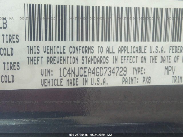 Photo 8 VIN: 1C4NJCEA4GD734729 - JEEP COMPASS 