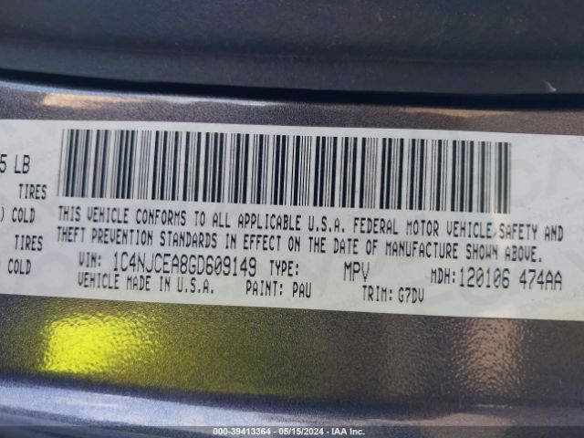 Photo 8 VIN: 1C4NJCEA8GD609149 - JEEP COMPASS 