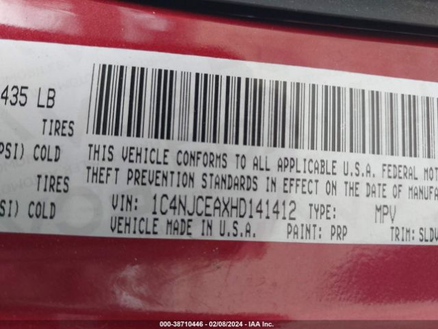 Photo 8 VIN: 1C4NJCEAXHD141412 - JEEP COMPASS 