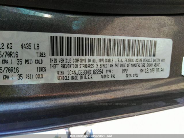 Photo 8 VIN: 1C4NJCEB3HD182294 - JEEP COMPASS 