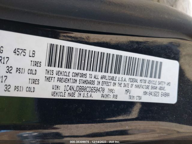 Photo 8 VIN: 1C4NJDBB0CD650470 - JEEP COMPASS 