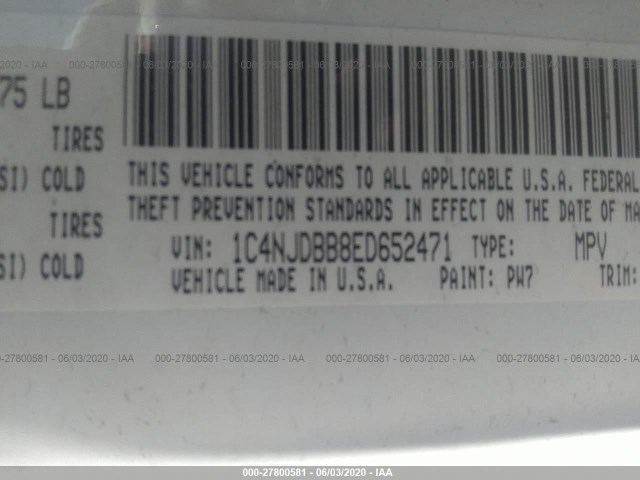 Photo 8 VIN: 1C4NJDBB8ED652471 - JEEP COMPASS 