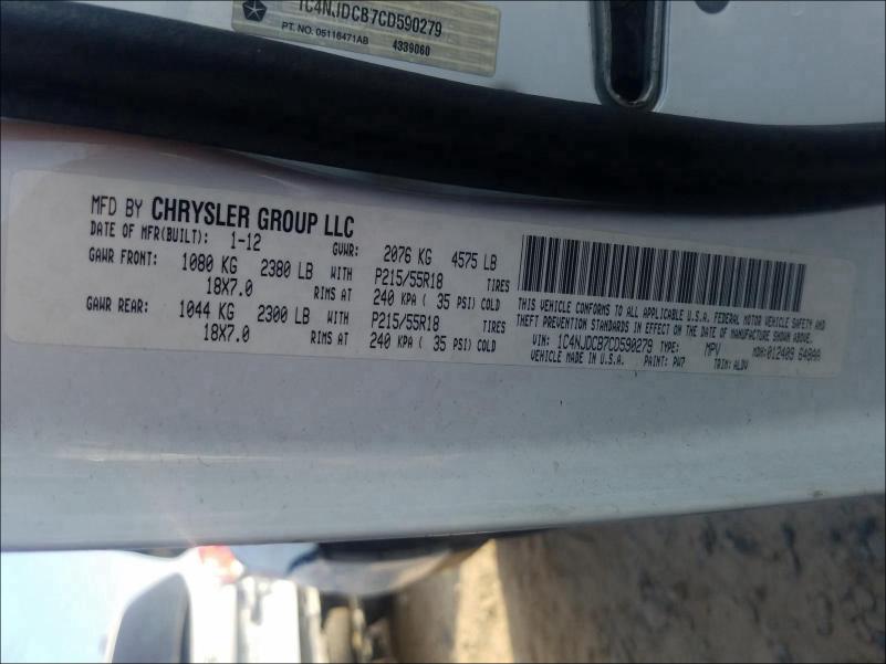 Photo 9 VIN: 1C4NJDCB7CD590279 - JEEP COMPASS LI 