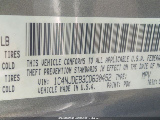 Photo 8 VIN: 1C4NJDEB3CD630452 - JEEP COMPASS 