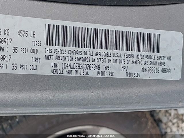 Photo 8 VIN: 1C4NJDEB3GD767848 - JEEP COMPASS 