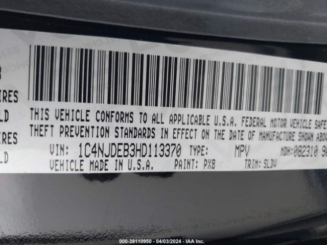 Photo 8 VIN: 1C4NJDEB3HD113370 - JEEP COMPASS 