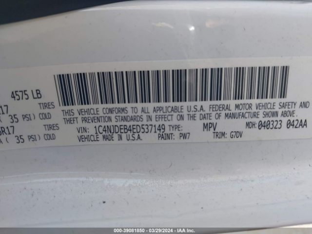 Photo 8 VIN: 1C4NJDEB4ED537149 - JEEP COMPASS 