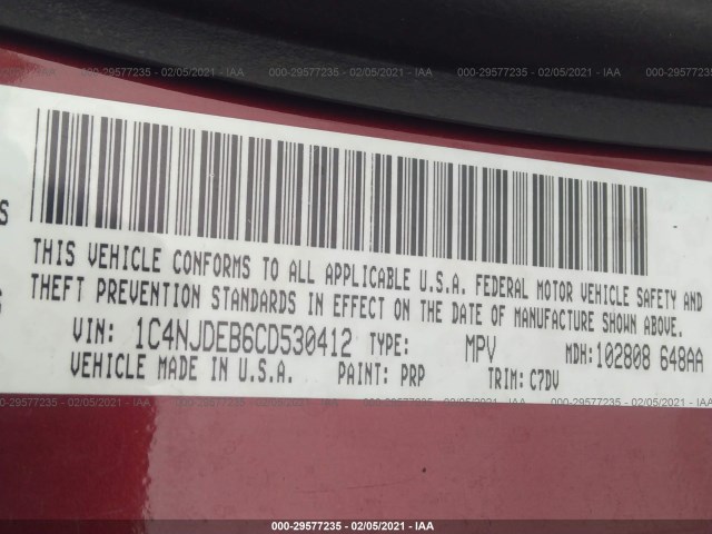 Photo 8 VIN: 1C4NJDEB6CD530412 - JEEP COMPASS 