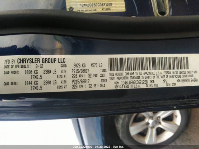 Photo 8 VIN: 1C4NJDEB7CD621298 - JEEP COMPASS 