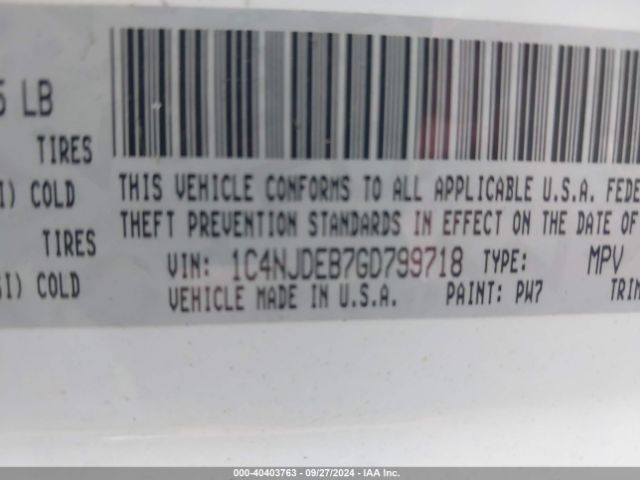 Photo 8 VIN: 1C4NJDEB7GD799718 - JEEP COMPASS 